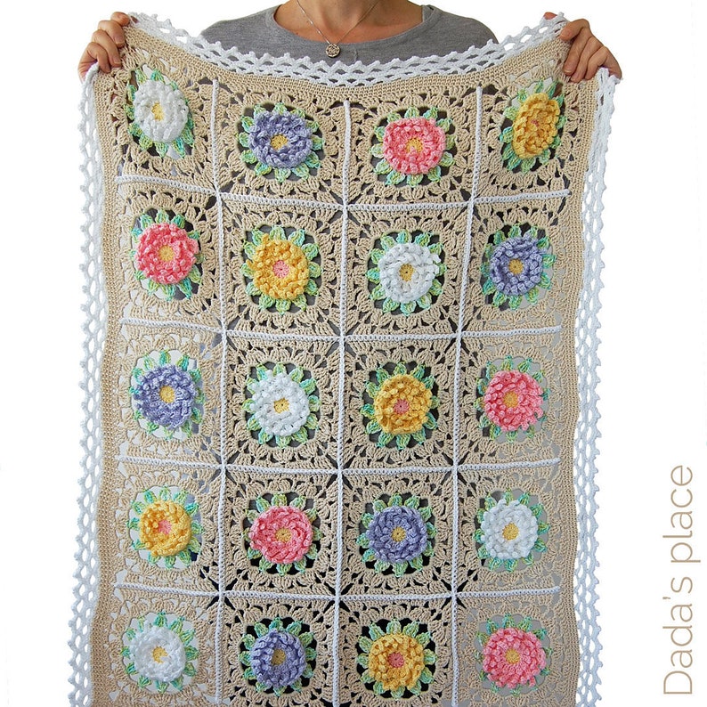 Floral blanket PDF pattern/Floral baby blanket/English Garden Etsy