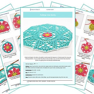 CROCHET PATTERN: Follow Me Doily/Easy To Make Mandala/Step-by-step Tutorial/Modern Doily/Crochet Mandala/Easy Crochet Pattern For Beginners image 6