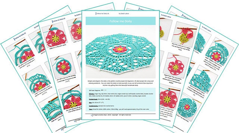 CROCHET PATTERN: Follow Me Doily/Easy To Make Mandala/Step-by-step Tutorial/Modern Doily/Crochet Mandala/Easy Crochet Pattern For Beginners image 6