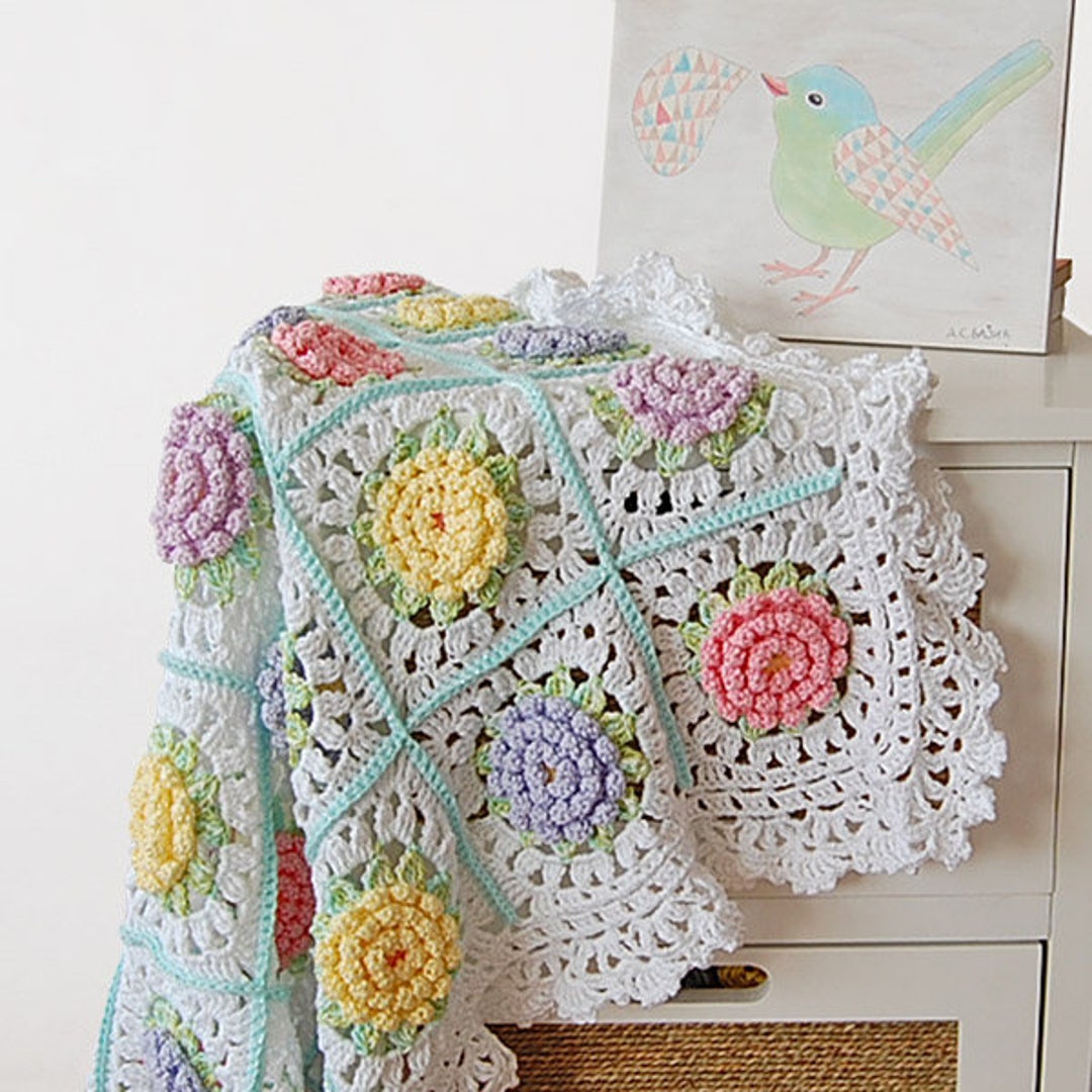CROCHET BLANKET PATTERN Flower Granny Square Blanket crochet Baby Blanket Pattern crochet Flower Afghan crochet Flower Blanket Pattern Etsy Canada