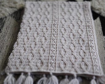 PADRÃO DE CROCHÊ EM PDF: Manta Galaxy com borlas/Manta Afegã de Crochê Moderna/Manta Texturizada para Bebê/Manta Afegã com Trança/Manta de Crochê Passo a Passo