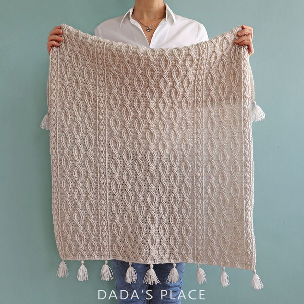 CROCHET PDF PATTERN: Galaxy Blanket with tassels/Modern Crochet Afghan/Textured Baby Blanket/Cabled Afghan/Step-by-step Crochet Blanket