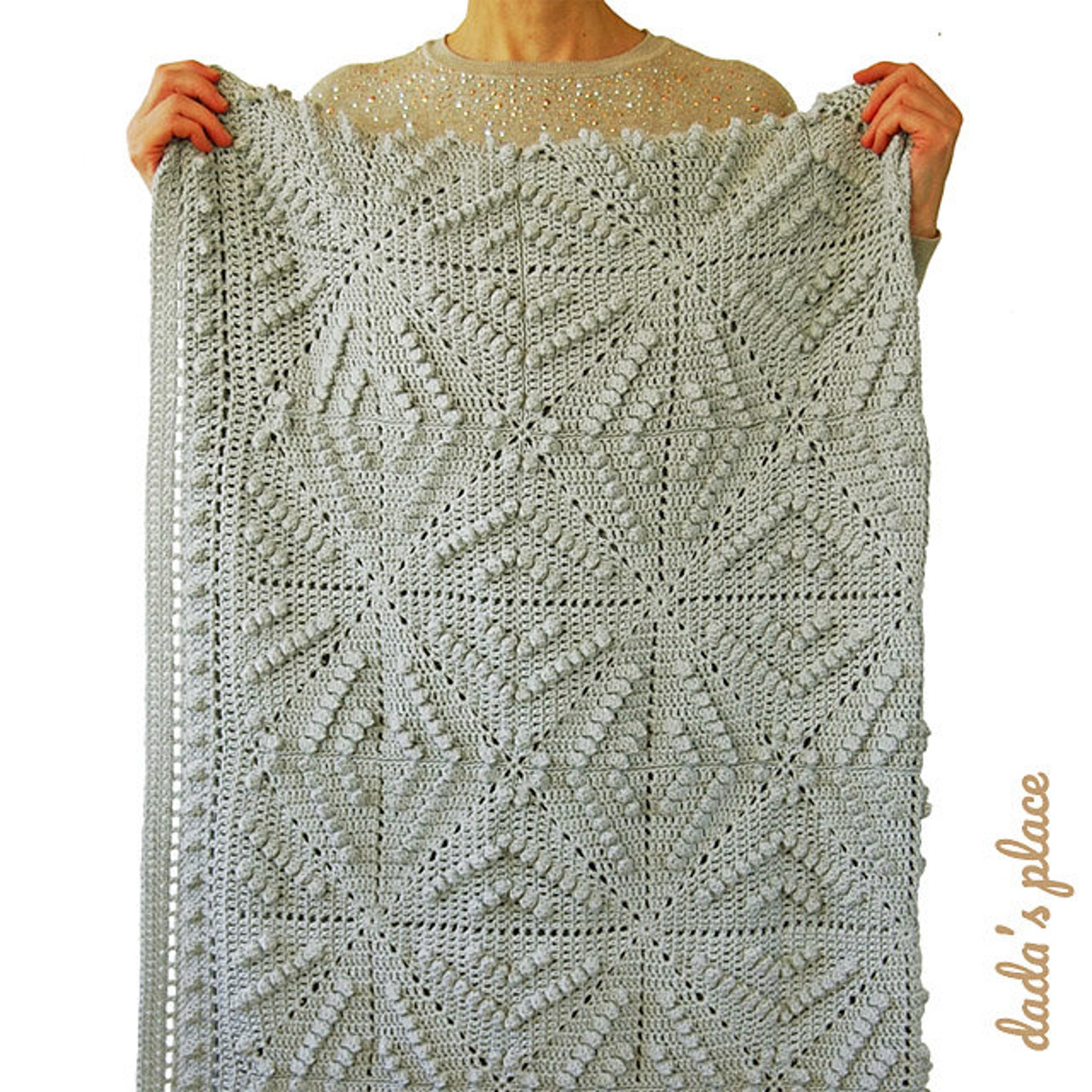 CROCHET PATTERN Menya Blanket/popcorn Stitch Blanket/vintage Etsy