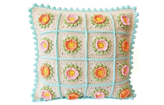 Crochet Rose Cushion Pattern Rose Pillow Crochet Photo Tutorial Crochet  Pattern 
