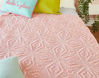 PADRÃO DE CROCHÊ: Cobertor Menya/Cobertor de ponto de pipoca/Cobertor de crochê vintage/Cobertor quadrado da vovó/Cobertor de crochê moderno afegão/Cobertor texturizado