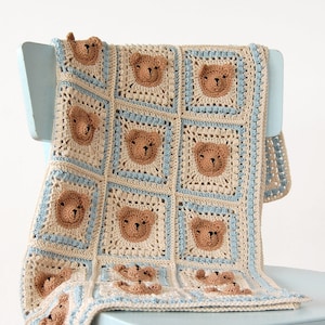 CROCHET PATTERN: Teddy Bear Baby Blanket/Step-by-step tutorial/Häkelanleitung/Animal Afghan/Granny Square Blanket/Modern Crochet Blanket image 10