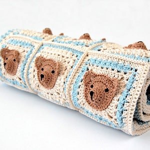 CROCHET PATTERN: Teddy Bear Baby Blanket/Step-by-step tutorial/Häkelanleitung/Animal Afghan/Granny Square Blanket/Modern Crochet Blanket image 8