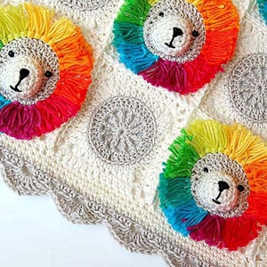 Crochet Pattern Baby Blanket / Baby blanket crochet / Rainbow Lion Baby Blanket/ Crochet baby/ Baby crochet blanket /Crochet blanket pattern image 5