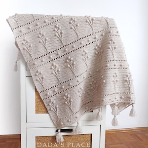 CROCHET PDF PATTERN: Indie Blanket/Crochet Baby Afghan/Bobble Stitch Blanket/Modern Crochet Blanket/Textured Blanket/Stroller Blanket/