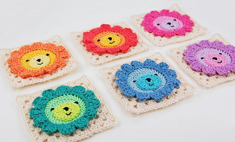 CROCHET PATTERN: Lion Granny Square/PDF Pattern/Step-by-step Tutorial/Easy To Crochet Square/Modern Granny Square/Animal Square/Baby Crochet image 2