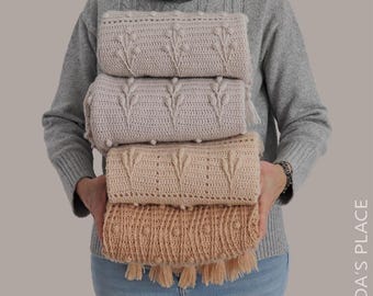 CROCHET PATTERN BUNDLE 4: Four Crochet Blanket Patterns/Baby Afghan Pattern/Stroller Blanket/Step-by-step Crochet Tutorial/Pdf Pattern