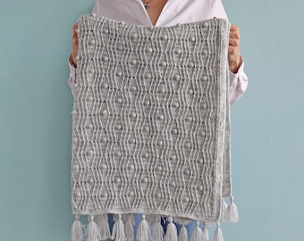 CROCHET PDF PATTERN: Jade Blanket//Crochet Baby Blanket/Modern Crochet Afghan/Step-by-step Crochet Tutorial/Textured Blanket/Bobble stitch