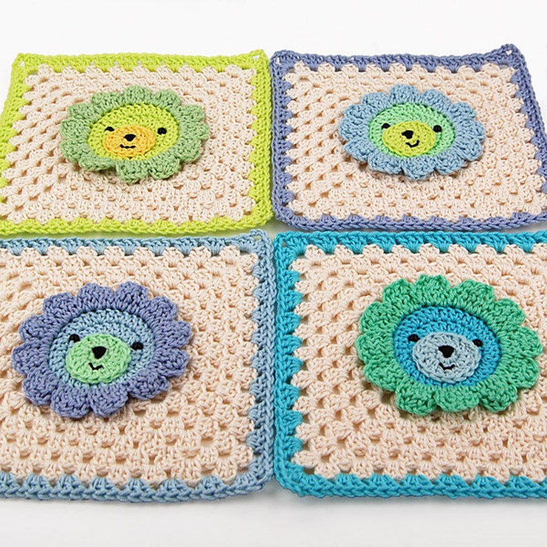 CROCHET PATTERN: Lion Granny Square/PDF Pattern/Step-by-step Tutorial/Easy To Crochet Square/Modern Granny Square/Animal Square/Baby Crochet image 6