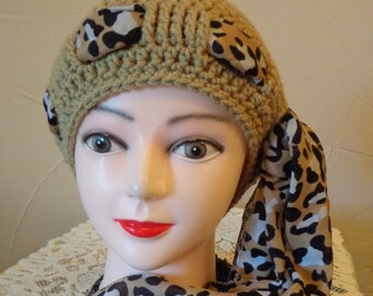 Chemo hat, scarf hat, women's hat, Beanie, head cover, Stocking cap, Skull cap, Hat for women, Light Brown hat