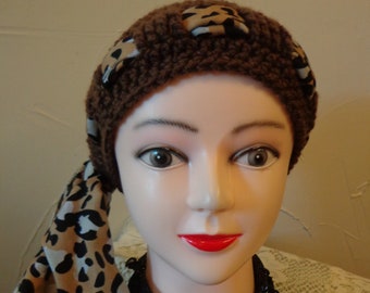 Chemo hat, scarf hat, women's hat, Beanie, head cover, Stocking cap, Skull cap, Hat for women, brown hat