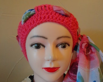 Chemo hat, scarf hat, women's hat, Beanie, head cover, Stocking cap, Skull cap, Hat for women, Pink hat