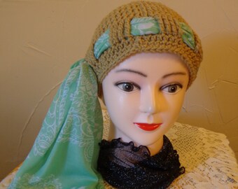 Chemo hat, scarf hat, women's hat, Beanie, head cover, Stocking cap, Skull cap, Hat for women, Light Brown hat