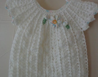 Baby white dress, Crocheted dress,  Baby Shower gift, Dress for Infant, Party dress,