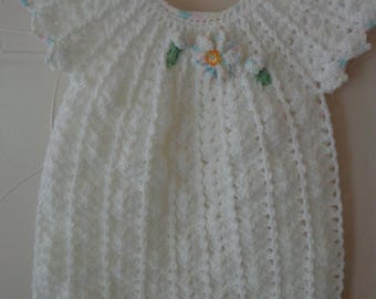 Baby white dress, Crocheted dress,  Baby Shower gift, Dress for Infant, Party dress,
