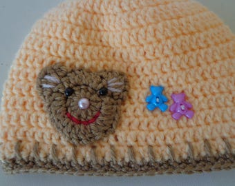 Kids hat, girls hat, boys cap, Beanie, Bear hat. Warm hat, Winter beanie.