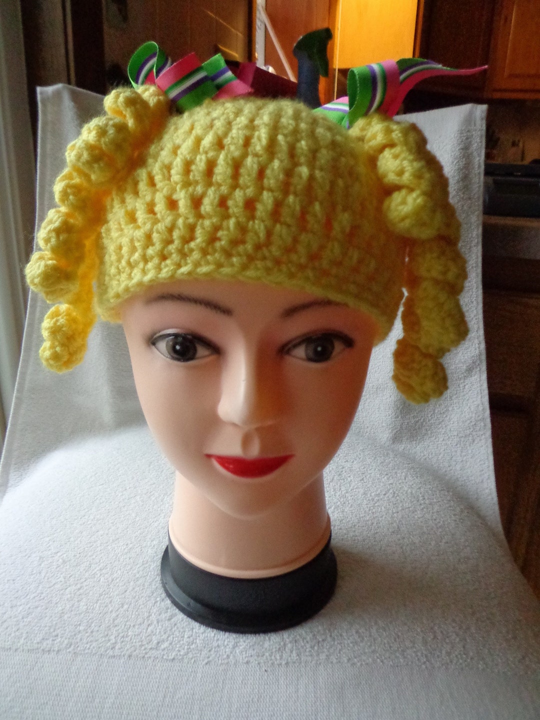 Chemo Hat, Funny Hat, Blonde Wig, Party Hat, Costume Hat, Gag Gift