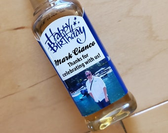 Personalized Birthday Mini Liquor Rectangle 50ml Bottle Labels Favor Birthday Party Mini Liquor Labels Custom Photo Liquor 50ml Label Party