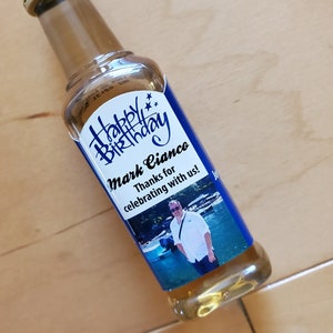Personalized Birthday Mini Liquor Rectangle 50ml Bottle Labels Favor Birthday Party Mini Liquor Labels Custom Photo Liquor 50ml Label Party
