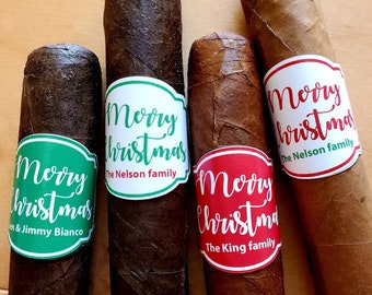 Custom Christmas Cigar Labels Party Favor Personalized Merry Christmas Party Cigar Label Holiday Cigar Labels Holiday Party Label Cigar