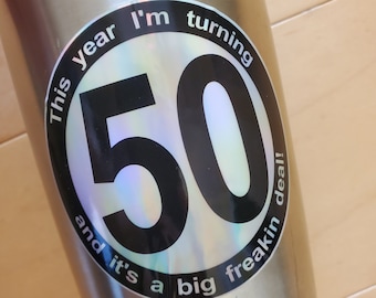 Personalized Birthday Tumbler Label, Holographic Waterproof Vinyl, Milestone Birthday