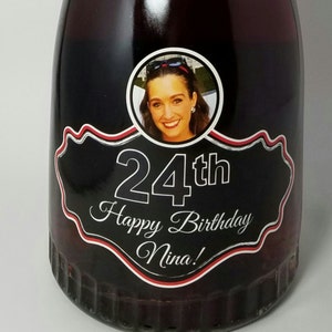 Personalized Birthday Rosa Rigale Wine Bottle Label Party Favor 750ml Birthday Wine Bottle Photo Label Waterproof Milestone Birthday Label