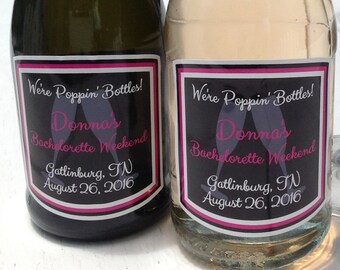 Personalized Bachelorette Party Mini Champagne Labels Favor 187ml 350ml Poppin' Bottles Bachelorette Party Waterproof Custom Mini Labels