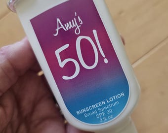 Personalized Sunscreen Favor, SPF 30, with Clip - Birthday, Wedding, Bachelorette