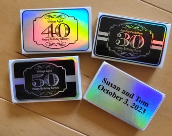 Custom Matchboxes Holographic Vinyl Labels Matchbox Party Favor Custom Labels Matchbox Wedding Favor Personalized Birthday Event Matchbox