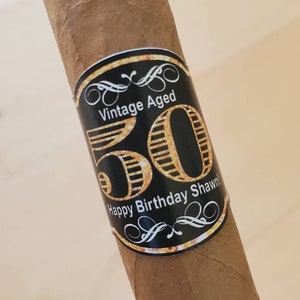 Custom Milestone Birthday Cigar Labels Party Favor 30th 40th 50th Vintage Theme Birthday Cigar Label Personalized Birthday Cigar Band