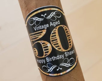 Custom Milestone Birthday Cigar Labels Party Favor 30th 40th 50th Vintage Theme Birthday Cigar Label Personalized Birthday Cigar Band