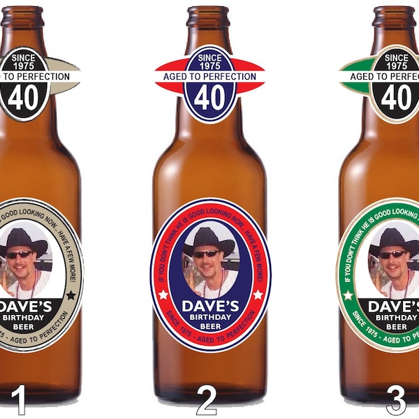 Personalized Beer Bottle Labels Birthday Beer Bottle Labels Six Pack Set Party Father's Day Beer Labels Party Custom Photo Beer Labels Favor