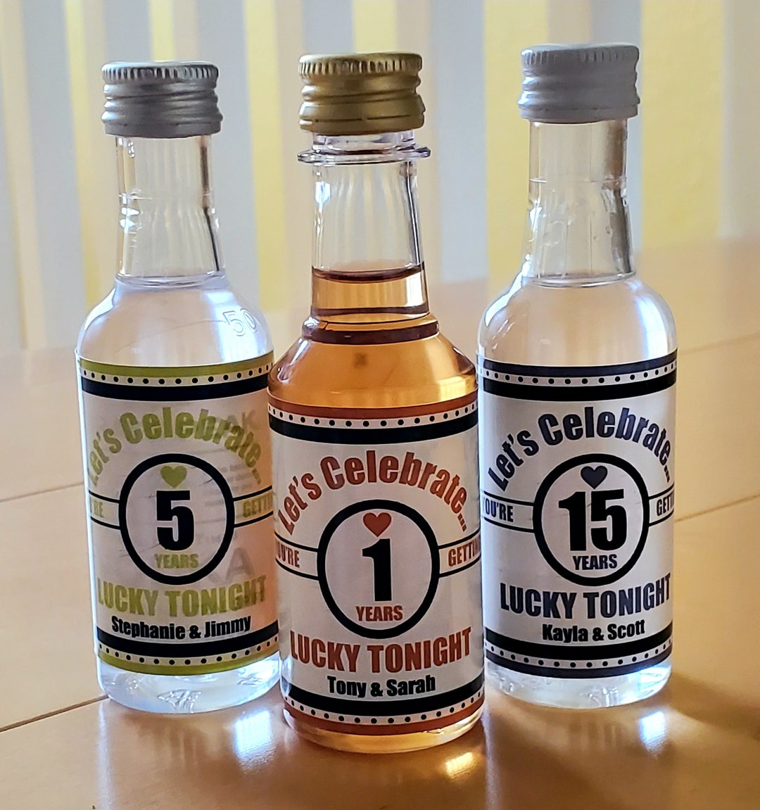 Personalized Anniversary Mini Liquor Bottle Labels Favor Etsy