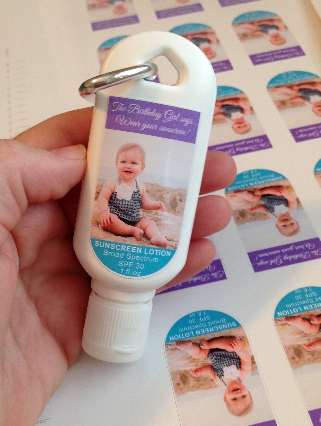 Personalized Birthday Sunscreen SPF30 Party Favor 1oz 2oz With Clip ...
