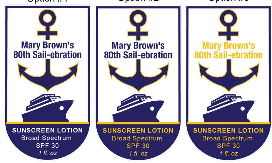 Personalized Cruise Theme Sunscreen SPF 30 1oz Clip Party Favor Cruise ...