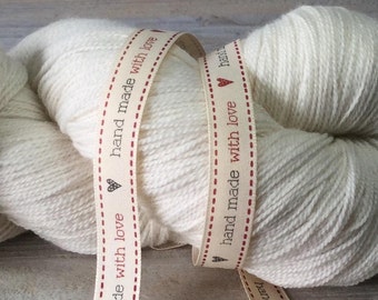 Ribbon Labels - "Hand Made With Love" - 10 labels - 15 mm wide