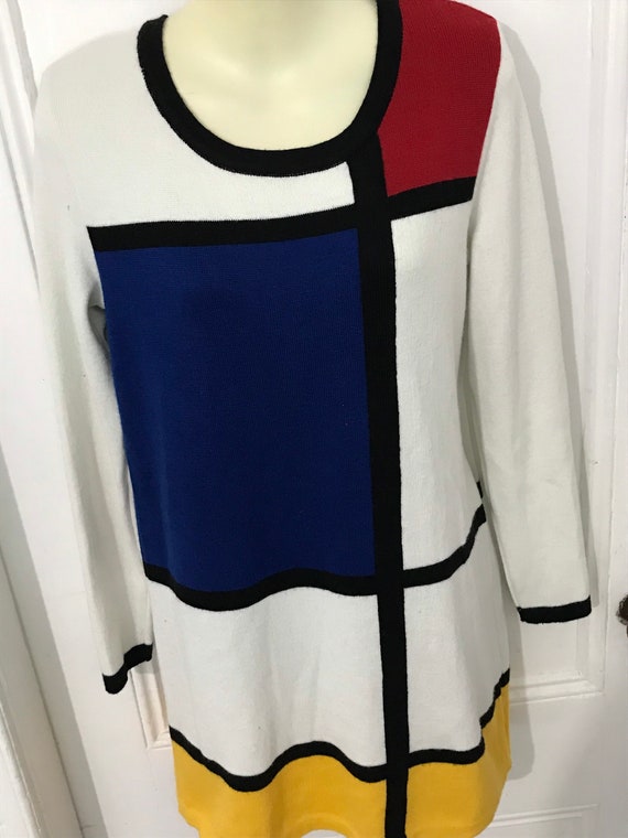 Vintage Mondrian Inspired Sweater Dress Tunic Wome