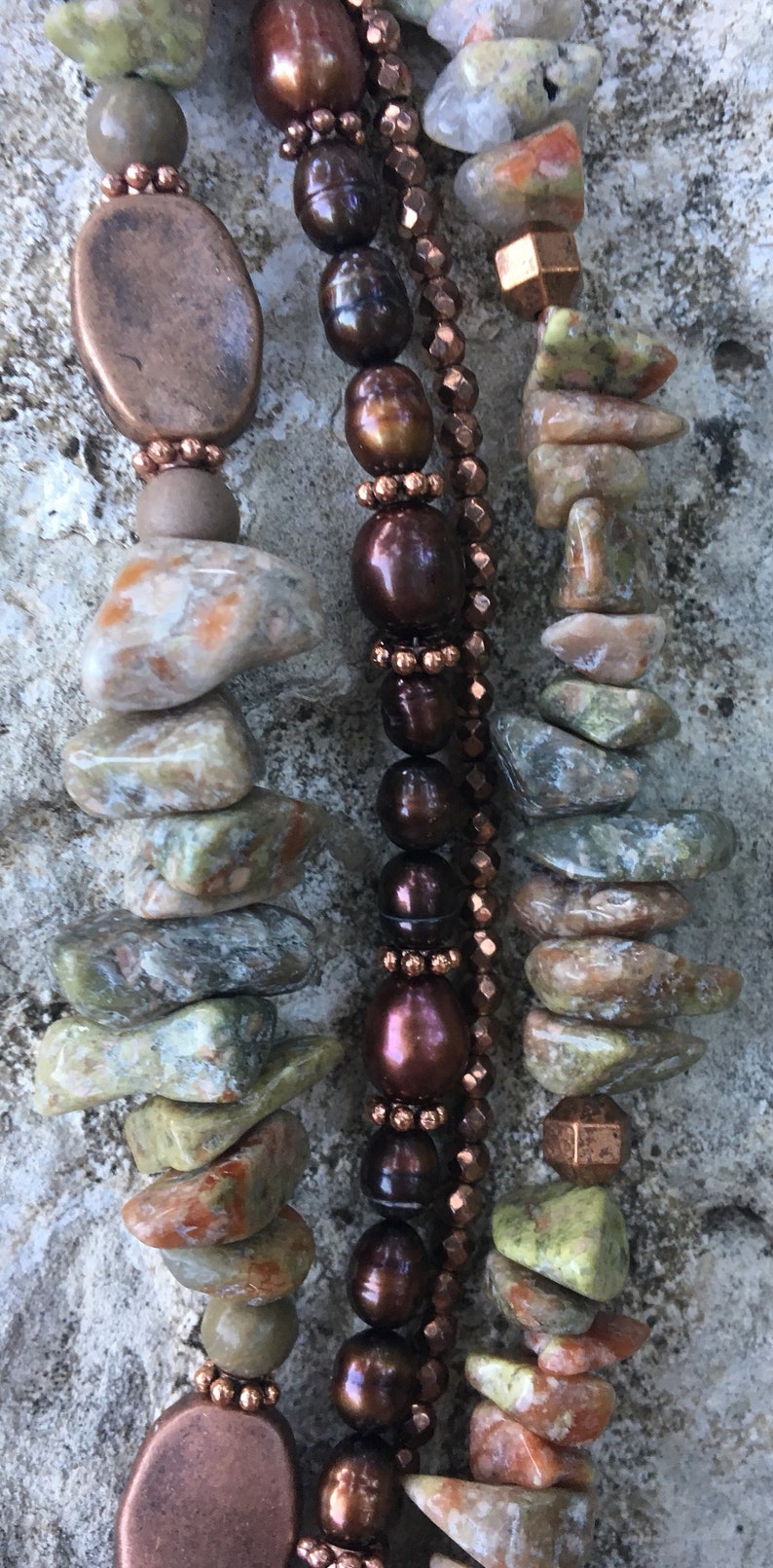 BoHo Copper /& Pearls Necklace