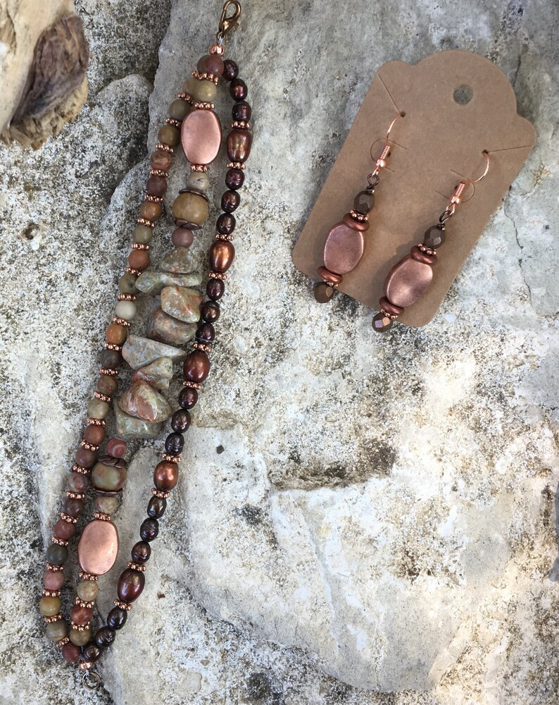BoHo Copper /& Pearls Necklace