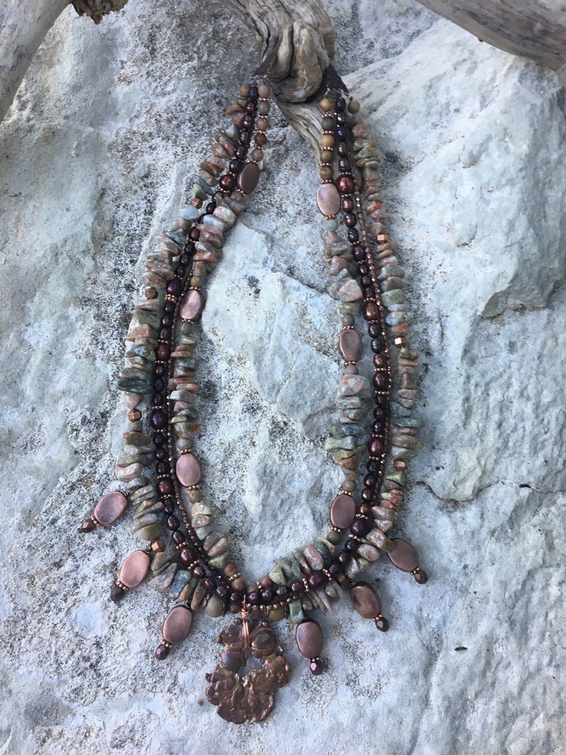 BoHo Copper /& Pearls Necklace