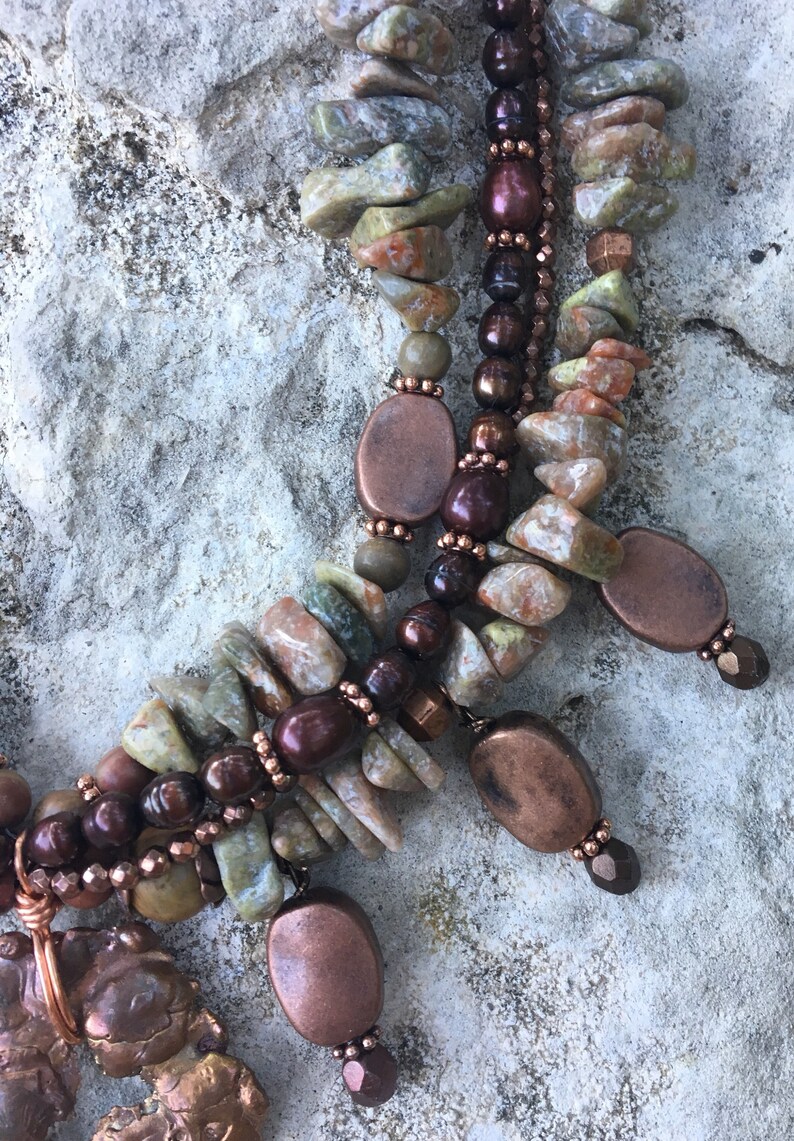 BoHo Copper /& Pearls Necklace