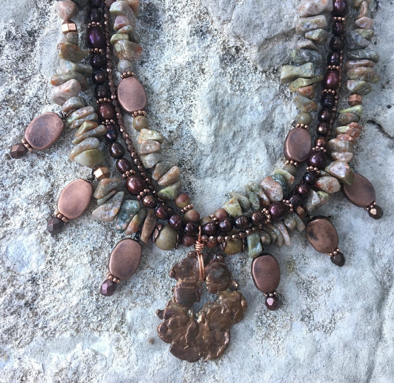 BoHo Copper /& Pearls Necklace