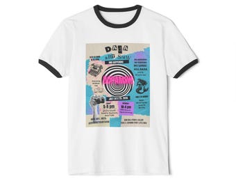 Psychedelic Collage Band Poster Ringer Tee | Concert Tour Shirt