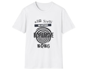 Art Show Poster T-Shirt | Black Typography, Retro Target Graphic
