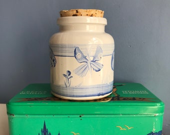 Blue Butterfly Ceramic Jar Cork Lid