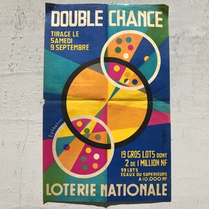 Guy Chabrol original abstracto cartel francés lotería de lotería nacional.
